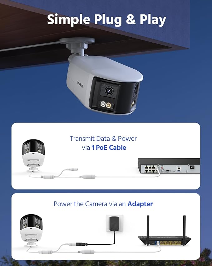 ANNKE FCD800 4K 8MP Dual Lens PoE Security Camera, 180°Panoramic View, Smart Dual Light Color Night Vision, Two-Way Audio, Light&Sound Alarm, AI Human/Vehicle Motion Detection, IP67 Weatherproof