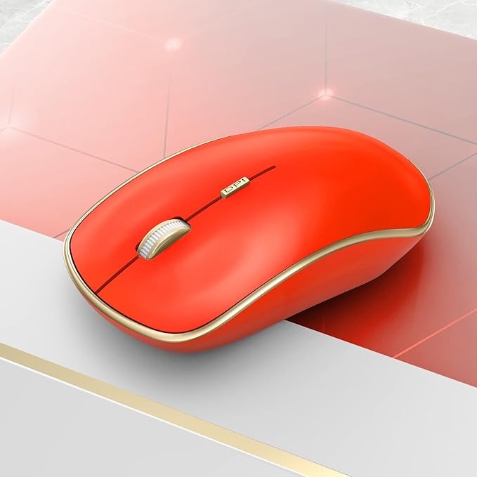 JOYACCESS Mouse Wireless, 2.4G Silent Wireless Gaming Mouse, Slim Portable USB Mouse Wireless for Laptop, Computer, PC (Orange Red)