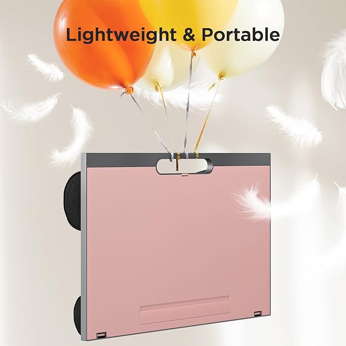 Adjustable Lap Desk - with 8 Adjustable Angles & Dual Cushions Laptop Stand for Car Laptop Desk, Work Table, Lap Writing Board & Drawing Desk on Sofa or Bed by HUANUO, Pink