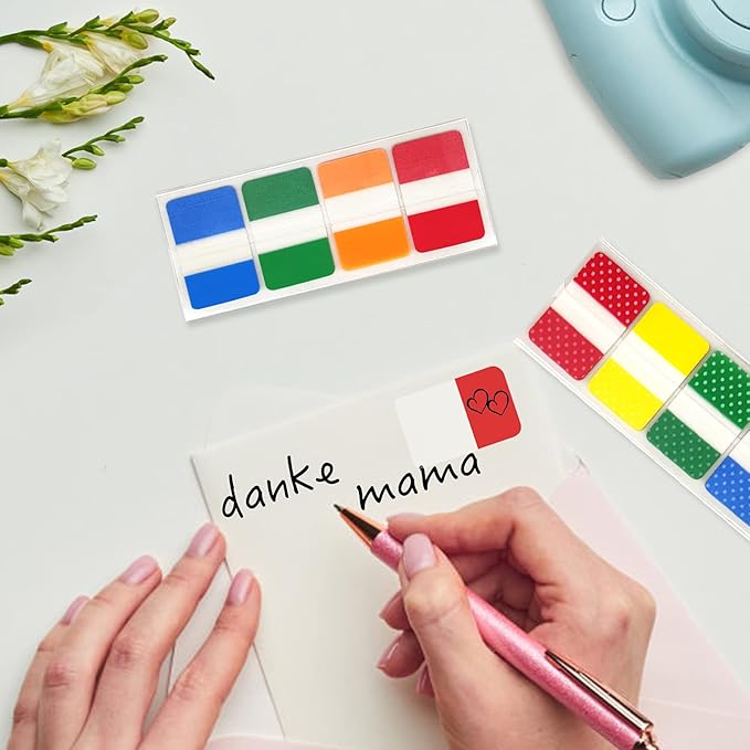 KICNIC Sticky Index Tabs 480 Pieces, 1 Inch Divider Tabs Stick On, Page Marker Bookmark, Write Tab Flags Self Adhesive, 6 Dispensers, 20 Pcs/Color