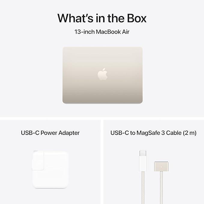 Apple 2025 MacBook Air 13-inch Laptop with M4 chip: Built for Apple Intelligence, 13.6-inch Liquid Retina Display, 16GB Unified Memory, 512GB SSD Storage, 12MP Center Stage Camera, Touch ID; Starlight