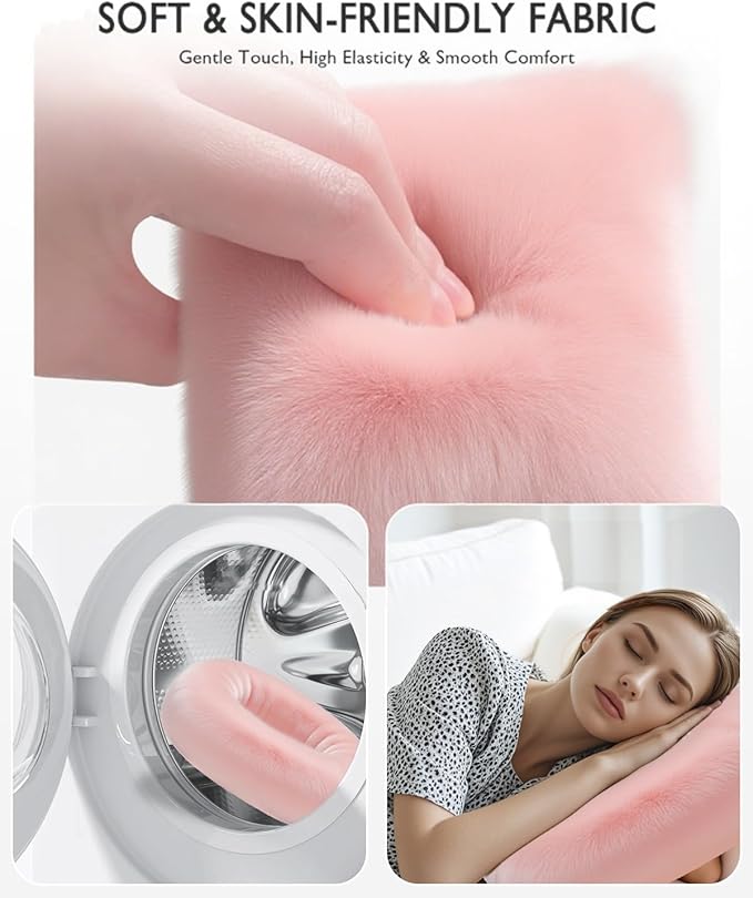 Tablet Pillow Stand, Compatible with 4.7"-12.9" Kindle, iPad, Phone/Tablet, Google, 360° Rotating Phone Holder for Bed, Detachable Bowl, Reading and Relaxation on Bed, Pink, Large (Faux Fur Pillow)