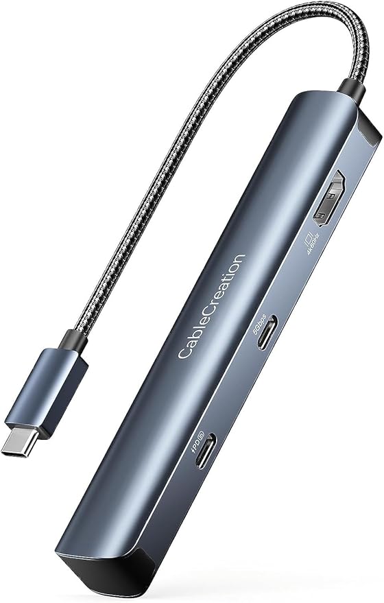 CableCreation 7-in-1 USB-C Hub with 4K 60Hz HDMI, 100W PD, 2 USB 3.0 5Gbps Data Ports, SD/TF Card Slots for Steam Deck, MacBook Pro/Air, iPad Pro, Pixelbook, XPS