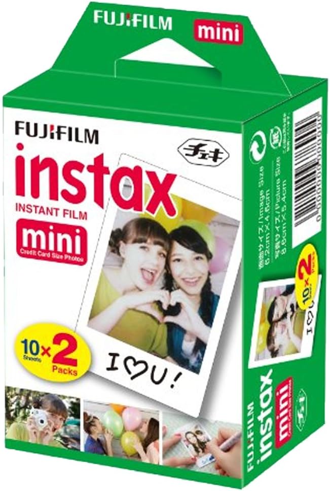 Fujifilm Instax Mini 12 Instant Film Camera Pastel Blue, Fujifilm Instax Mini Twin Pack Instant Film 20 Prints, Protective Case, Gift Bundle