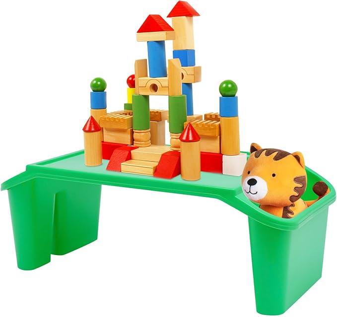 12PCS Kids Lap Desk Tray, Portable Plastic Activity Table, 19.69×9.84×7.1in Lap Bed Table with Storage Slots & Cup Holder, for Eating, Writing, Kids (Green)