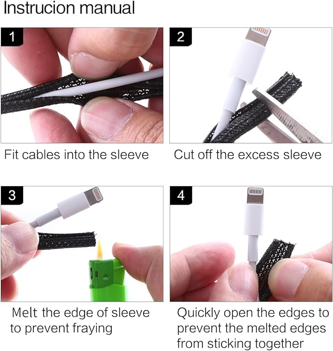 Alex Tech 25ft - 1/8 inch Cord Protector Wire Loom Tubing Cable Sleeve Split Sleeving For USB Cable Power Cord Audio Video Cable – Protect Cat From Chewing Cords - Black