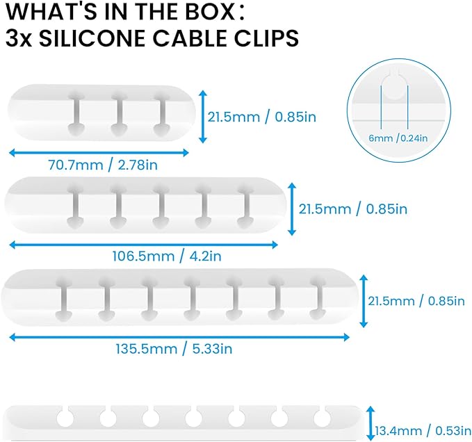 AhaStyle Cable Clips, 3 Pack Cord Holders Cable Organizer Self Adhesive Cord Keeper for Desktop Organizing USB Cable/Nightstand Power Cord/Mouse Cable/Wire PC/Cord Clips for Home Office and Car
