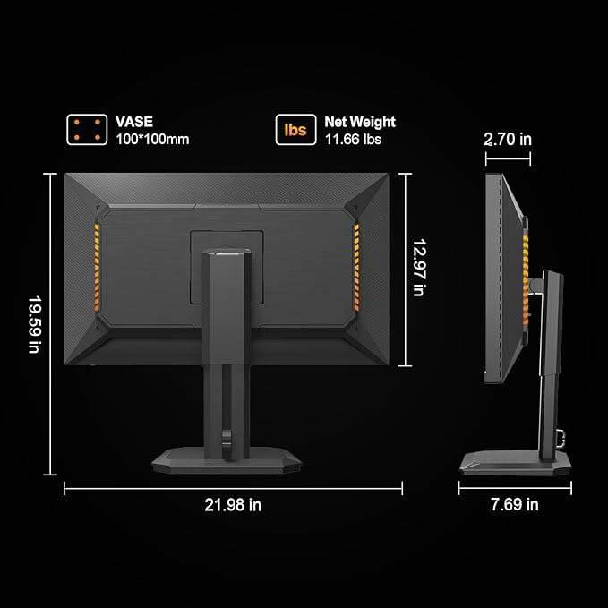 INNOCN 24.5" 2K QHD 2560 x 1440P 240Hz Monitor, Gaming Console Ready, Mini-LED Precisely Local Dimming, Monitor for Mac, HDMI 2.1, DP 1.4, Height Pivot Adjustable Stand, Black - 25M2S