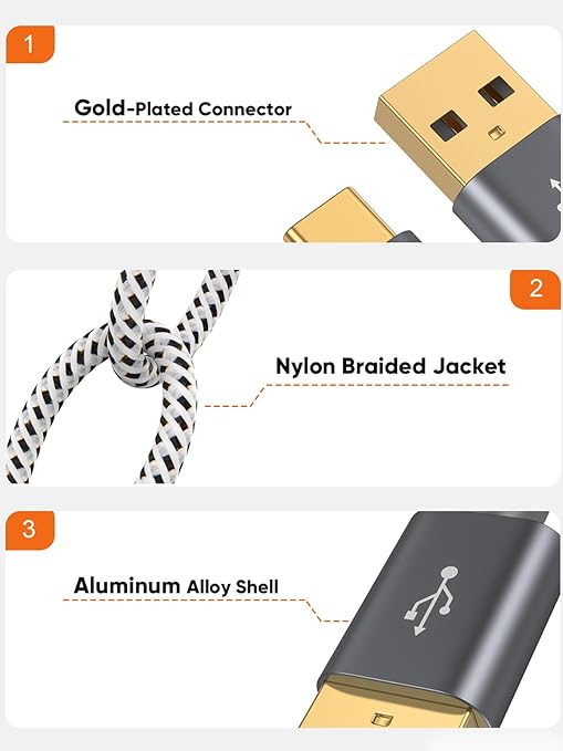 CableCreation USB A to USB C Cable 5FT, 10Gbps USB C to A USB 3.2 3.1 C Data Cable, Android Auto 3A Fast Charge Cord for Type C External SSD MacBook iPad, Galaxy S24/S23+, iPhone 15/iPhone 16+