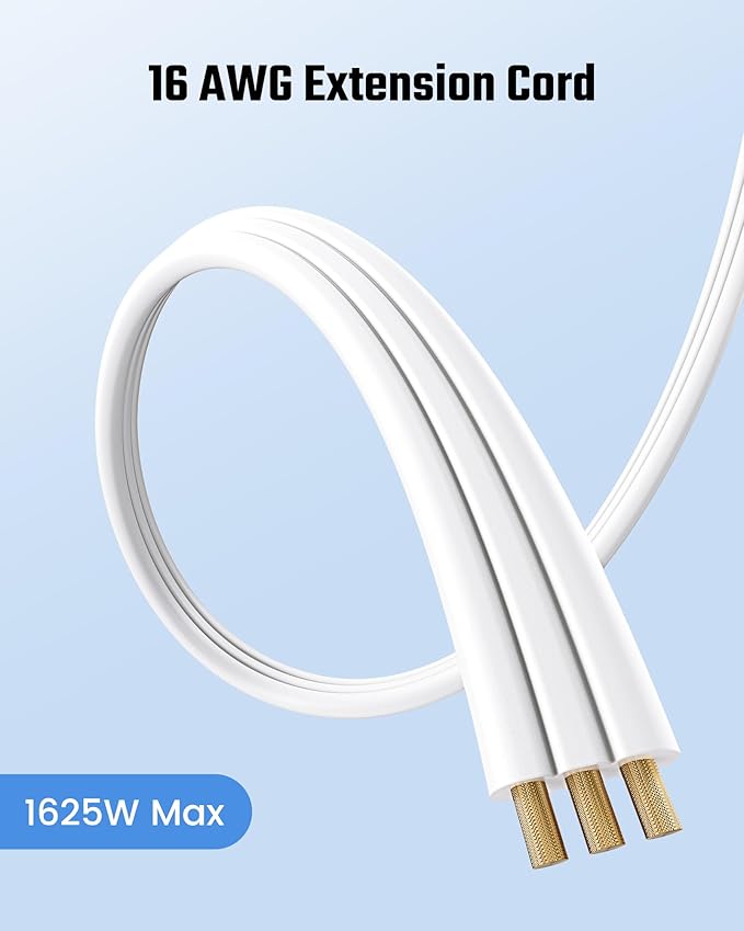 Extension Cord 3ft SUPERDANNY Mini Power Strip Ultra Right Angled Flat Plug for Tight Spaces,Indoor Extension with 3 Outlets,for Office Home Appliances,Non Surge Protector for Travel Cruise,White