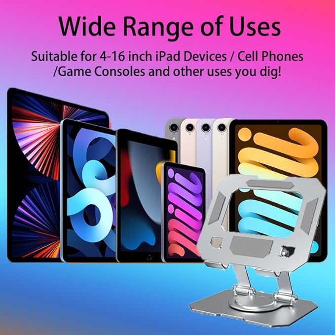 Magnetic Charging Stand for iPad Pro 11" M4 (2024), Aluminum Foldable Charger Stand with 360° Rotation, USB-C Fast Wireless Charger Station for iPad, Holder Mount for Office (Regular Version)