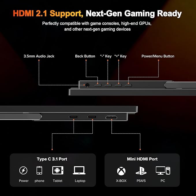 UPERFECT 2.5K 240Hz QLED Portable Monitor, 16" 2560x1600 QHD 100% DCI-P3 400 Nits Portable Gaming Monitor w/Stand & VESA, Adaptive Sync HDMI 2.1 External Screen for Laptop PC Phone Game Console