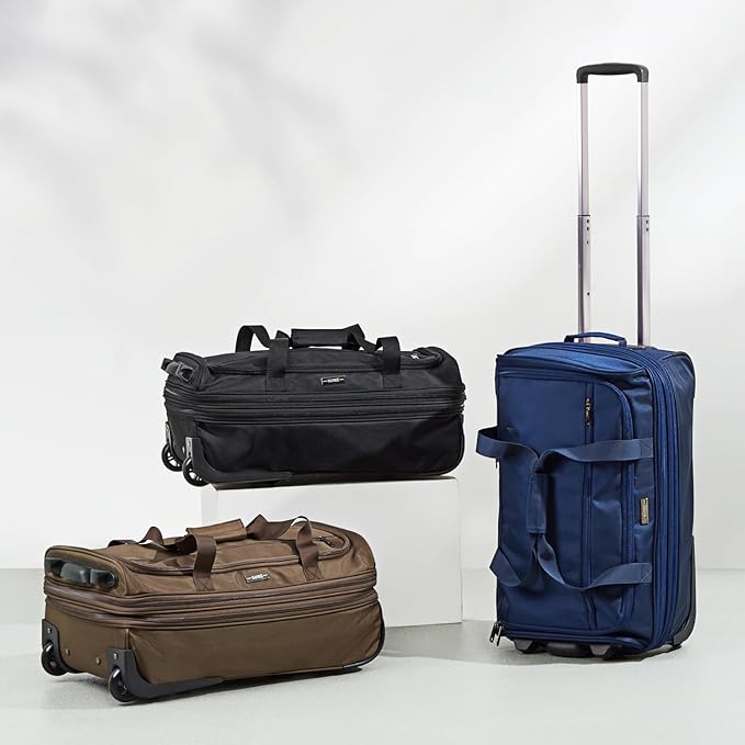 Hanke Expandable Carry On Luggage Suitcases with Wheels Foldable Duffle Bag for Travel Carry On suitcase Weekend Bag for Women Men(Blue)