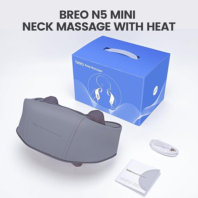 Breo N5 Mini Neck Massager with Heat, Electric Massager for Neck & Shoulder, Shiatsu Shoulder Massager
