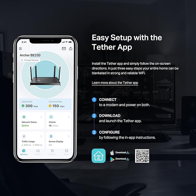 TP-Link Dual-Band BE3600 Wi-Fi 7 Router Archer BE230 | 4-Stream | 2×2.5G + 3×1G Ports, USB 3.0, 2.0 GHz Quad Core, 4 Antennas | VPN, EasyMesh, HomeShield, MLO, Private IOT | Free Expert Support