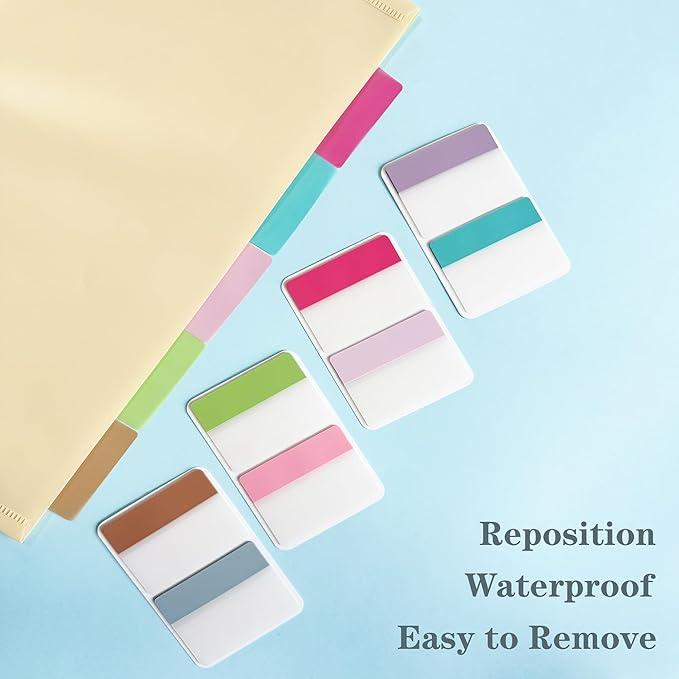 ELII 300 PCS Tabs 2 Inch Sticky Index Tabs,Writable and Repositionable Page Markers File Tabs Self Adhesive, Tape Flags for Pages Notebooks