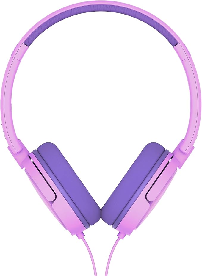 Philips K2019 Wired Headphones for School, Kids Headphones with Cord, Durable and Foldable, Safe Volume Limited, Ultra Lightweight, Built-in Microphone, On-Ear Girls Boys Toddler Headphone, Pink