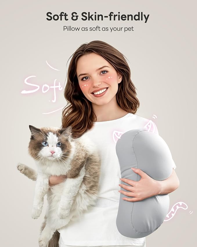 SAIJI Kindle Pillow Stand - Magnetic iPad Stand Compatible with Kindle, Tablet, iPad, iPhone, 360° Tablet Holder for Bed with Ergonomic Pillow and Dual-Jointed Arm, 2 Free Magnetic Sheets (Gray)