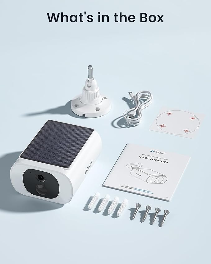 ieGeek Solar Camera Outdoor Wireless, 2K WiFi Battery Powered Cameras System for Home Security with Embedded Solar Panel, AI Motion Detection, Smart Spotlight & Alarm, Color Night Vision,No Hub Needed