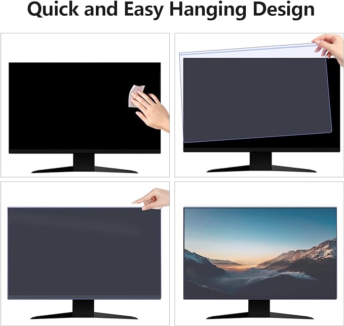 Anti Blue Light Screen Protector for 23, 23.6, 23.8 and 24 Inches Computer Monitor Hanging Type Blue Light Blocking Filter Anti Scratch Eye Protection Shield for Desktop Computer(BL HT 24 Inches)