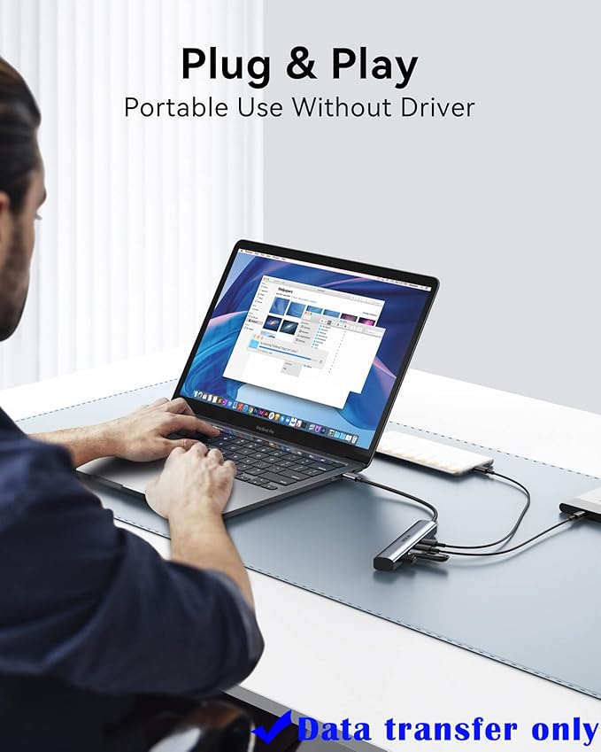 USB C Hub,10Gbps USBC Splitter for Laptop,4 Ports USB C to USBC Hub Multiport Adapter for MacBook Pro/Air,iPad,Phone,Surface Pro,Chromebook, Dell, HP, Lenovo,etc (Not Support Charging/Extend Monitor)