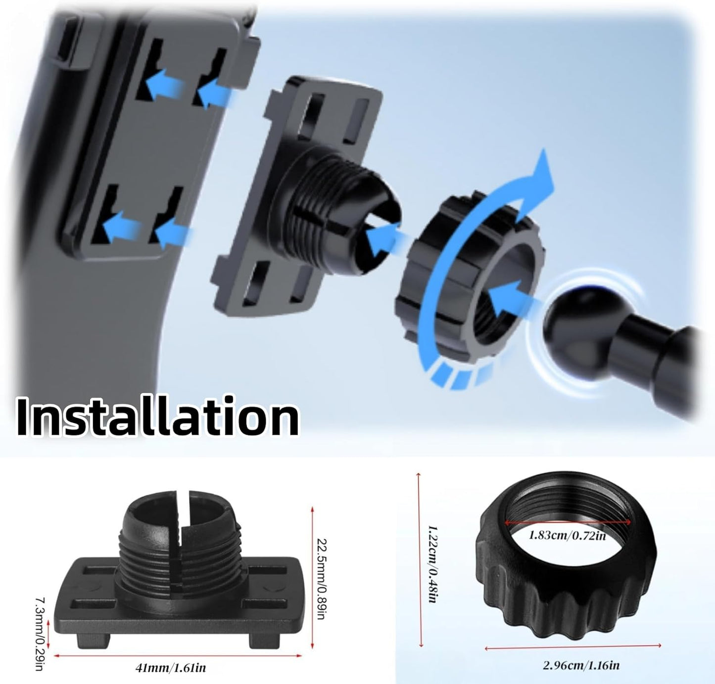 CD Slot 17mm Ball Adapter GPS Mount for Carplay Screen, 4-Button Lock Compatible with 7-10.26 Inch Portable Monitor Cell Phone Backup Camera Car Auto Stereo GPS