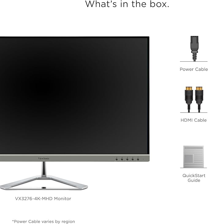 ViewSonic VX3276-4K-MHD 32 Inch 4K UHD Monitor with Ultra-Thin Bezels, HDR10 HDMI and DisplayPort for Home and Office