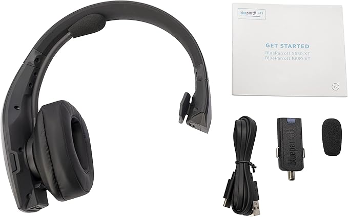 BlueParrott B650-XT Mono Bluetooth Wireless Headphones 96% Noise Canceling Over Head Trucker Headset with Mic, 100% Voice Control, IP54-Rated Protection, Active Noise Cancellation, 36 hrs. Talk Time
