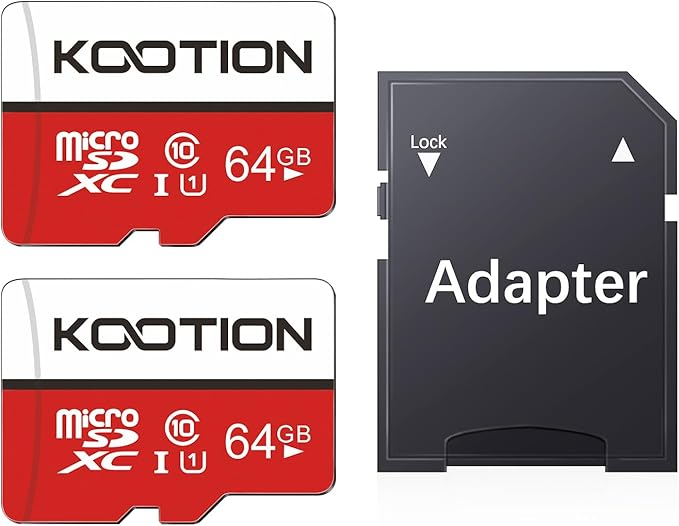 KOOTION 64GB Micro SD Card 2 Pack, Micro SDXC Memory Card Class 10 Micro SD Cards UHS-I, C10, U1, High Speed TF Flash Card with Adapter