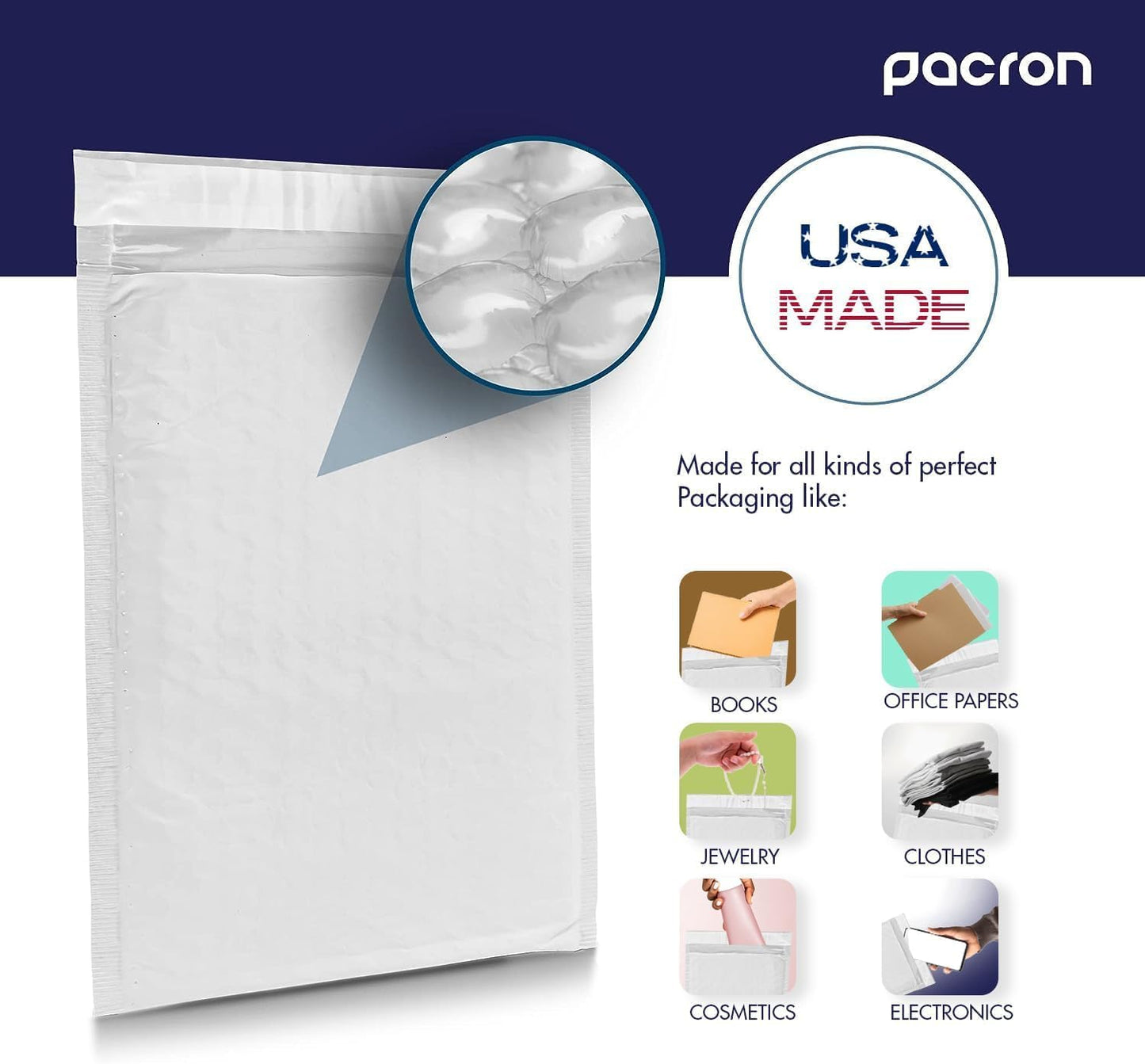 1000-Pack Waterproof Poly Bubble Mailers 4 x 8- Thick, Durable, Instant Seal Envelopes with Strong Adhesive - Protective Shipping Mailers for Jewelry, Cosmetics, SD Cards, USB Cables