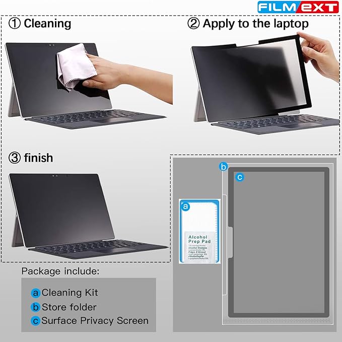 FILMEXT Privacy Screen Protector for Microsoft Surface Laptop 13.5 inch 2/3/4/5 th Generation,Removable Surface Laptop Privacy Screen 13.5" Anti-Spy Anti-Glare Blue Light Filter