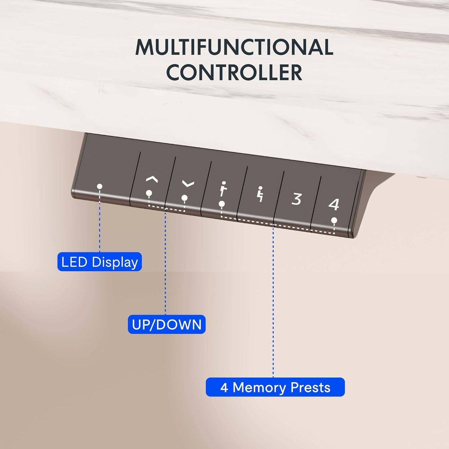 FLEXISPOT EN1 One-Piece Standing Desk 55 x 28 Inches Stand Up Desk Workstation Home Office Computer Height Adjustable Desk (White Frame + Marble Gray Top, 2 Packages)