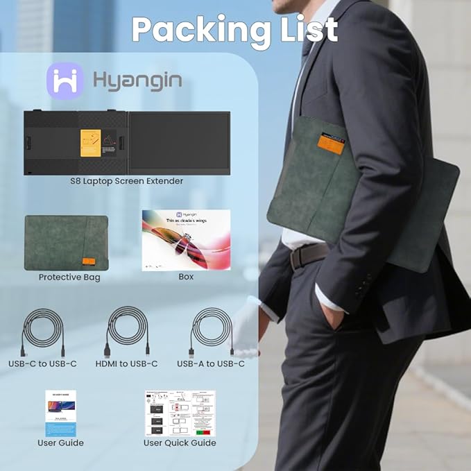 2025 Upgraded 14" Laptop Screen Extender, Ultra-Thin 1080P Laptop Monitor Extender, Ultra-Light Dual Screen Portable Monitor for 13-17.3" Laptops, Compatiable with Windows/Mac/Linux/Chrome/Android/iOS