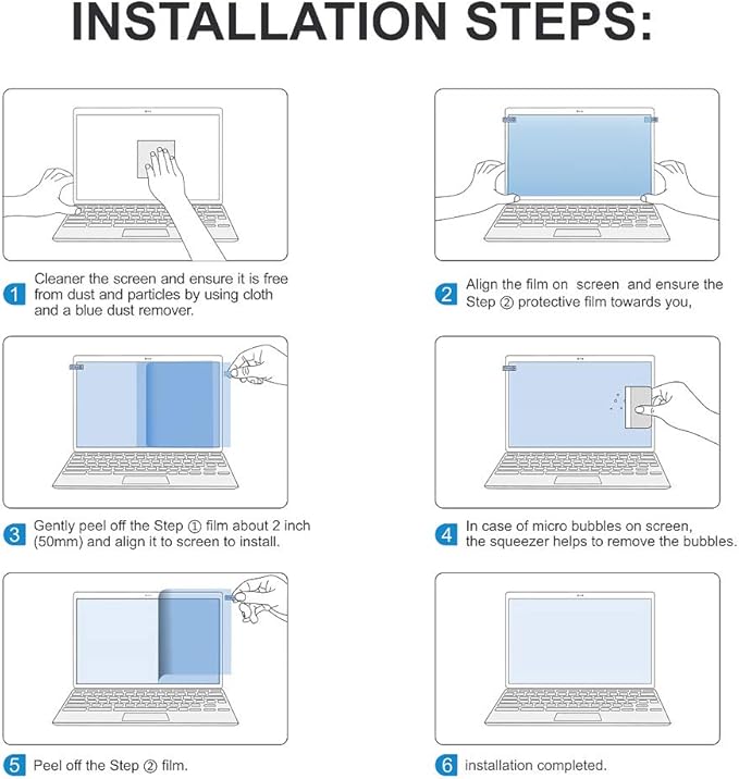FILMEXT 2 Pack 15.6" Laptop Screen Protector Eye Protection Anti Glare Anti Blue Light Screen Protector Compatible with 15.6” HP/DELL/Asus/Acer/Sony/Samsung/Lenovo/Toshiba/Razer 16:9 Display Laptop