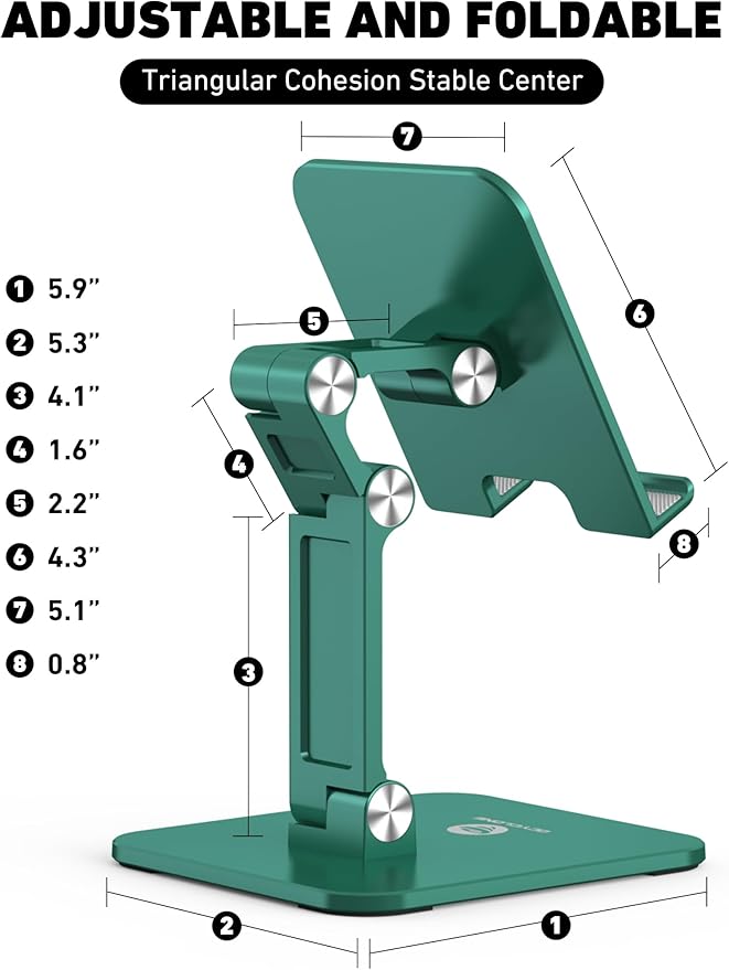 OCYCLONE Tablet Stand Compatible with iPad Holder for Desk, FoldableTablet Holder Portable Monitor Stand - Green