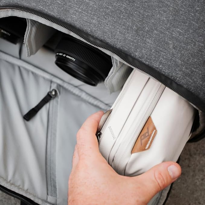 Peak Design Tech Pouch, Bone, Electronics Organizer for Travel or Everyday Carry, Origami-Style Storage, Cable Pass-Through, Weatherproof Recycled Nylon, Gear Carry Bag for Men and Women