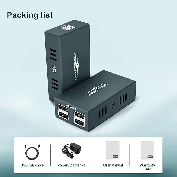 USB 2.0 Hub Extender Kit - 4 Hubs, 165ft (50m) Up to Cat7 LAN, Plug & Play, No Driver Needed