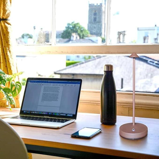 Rechargeable Cordless Table Lamps,Modern Battery Operated Table lamp,Portable LED Touch 2 Levels Brightness Dimmable Bar Lamp,Small Lamp in Aluminum for Bars,Restaurant,Living Room(Rust)