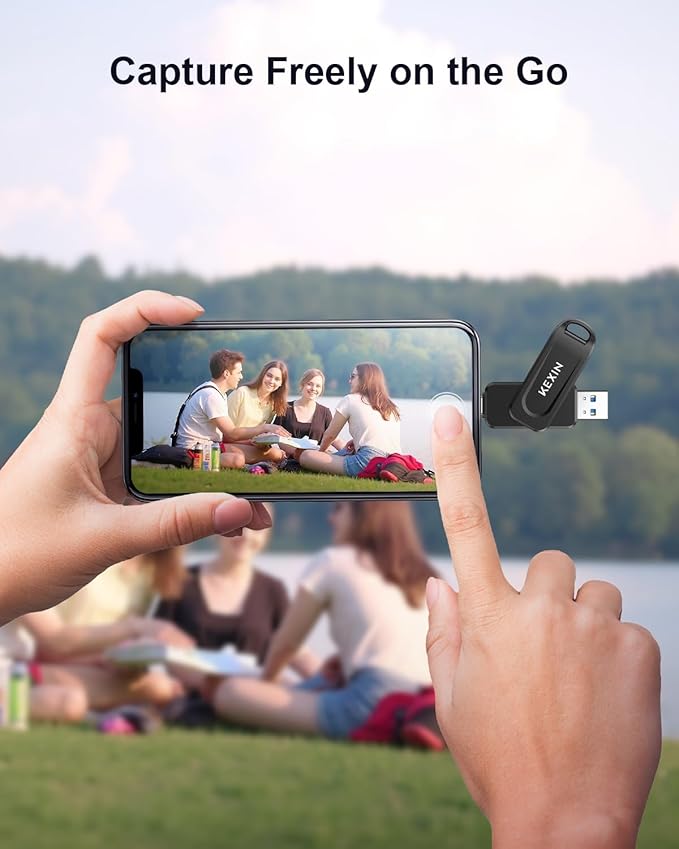 KEXIN 128GB USB C Flash Drive Dual Thumb Drive 100MB/s Swivel USB-A & Type-C USB Drive 3.0 Memory Stick for Smartphone Tablet iPhone 15/16 Car Game Console, 128GB Black