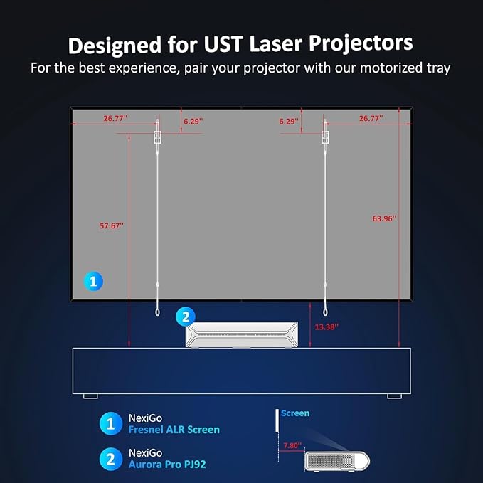 NexiGo Aurora Pro 4K Laser TV, with 100" Fresnel ALR Screen (Latest Version), Factory Calibrated Color Accuracy, 2400 Lumens, for Home Theater and Daylight Use, Dolby Vision & Atoms