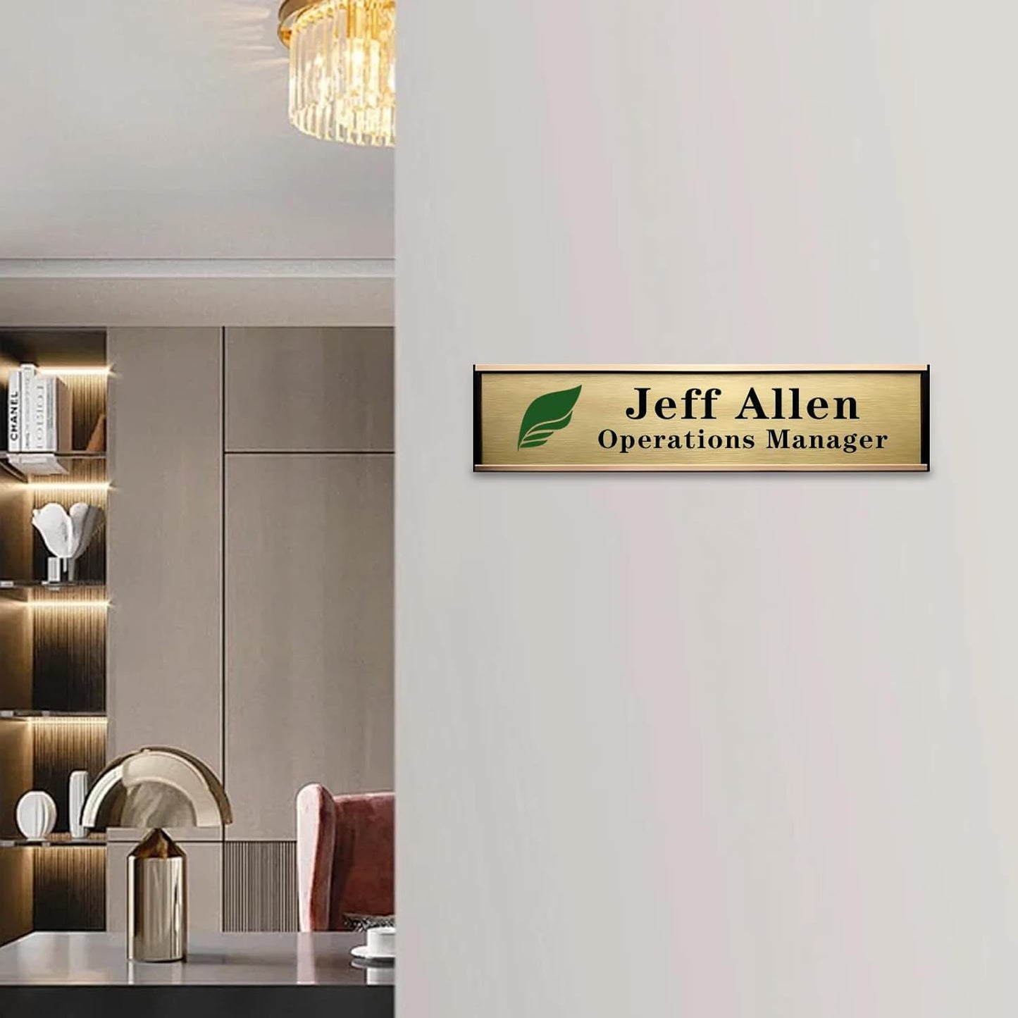 Personalized Name Plate for Door or Wall, 2 x 8 inch Custom Office Aluminum Door or Wall Name Plates with Logo Image or Texts, Office Appreciation Gifts for Coworkers Boss Teacher, Employee