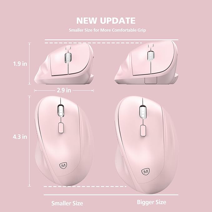 MICROPACK Digitally Yours Ergonomic Wireless Mouse with USB Receiver for PC, Laptop and Desktop, Pink