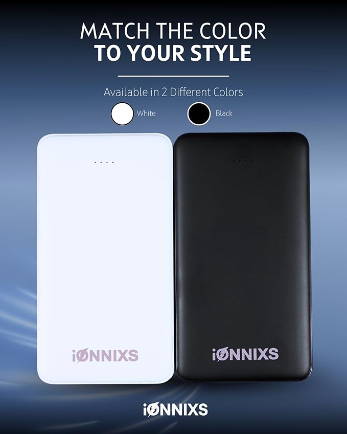 Portable Charger with Built in Cable - 10000mAh Ultra-Slim Portable Charger Power Bank with USB-C Cable (Gray)