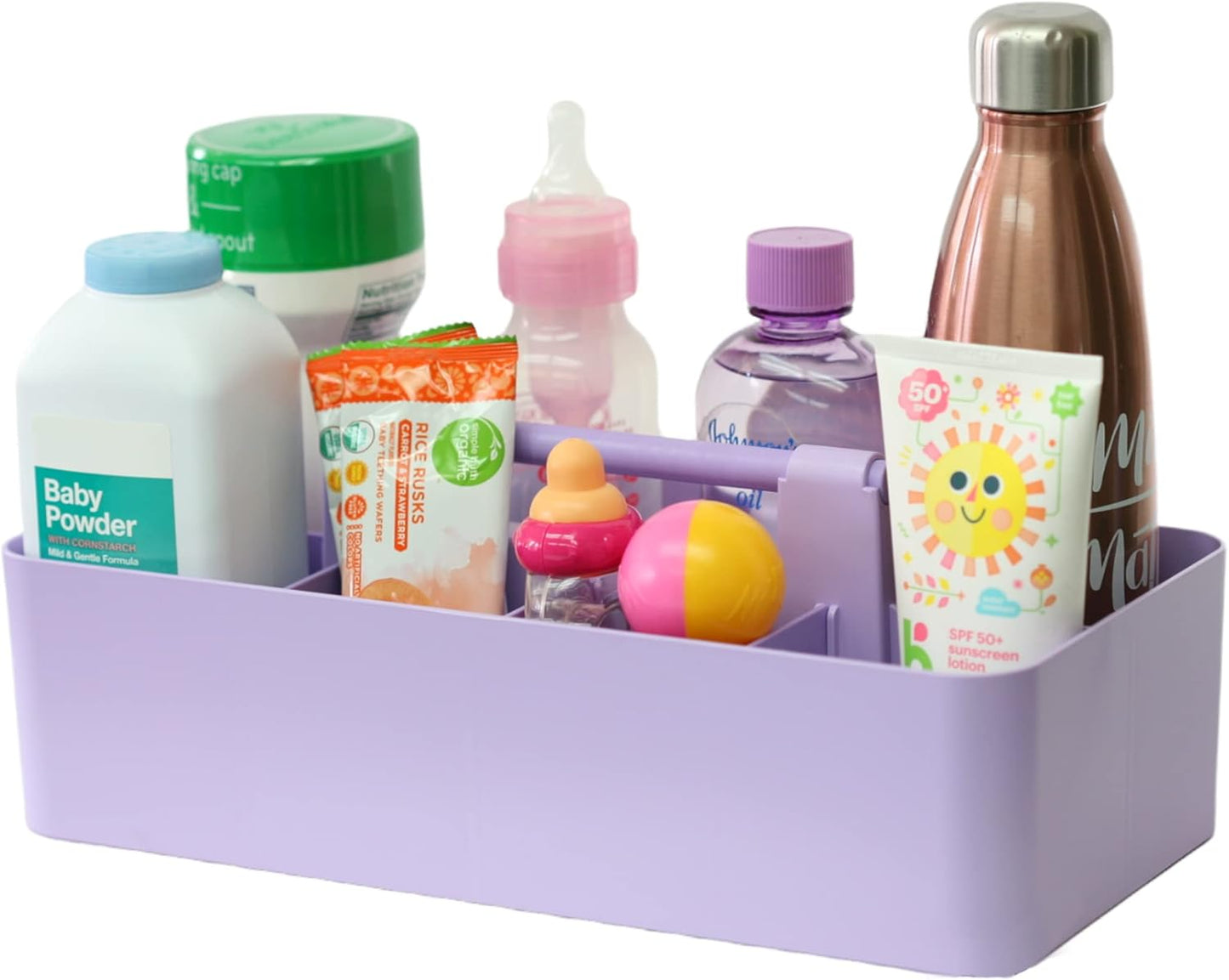 Portable Caddy Organizer - Stackable Plastic Caddy with Handle | Desk, Makeup, Dorm Caddy, Classroom Art Organizers (Made In Usa) (Mint/Pink/Lavender/Ivory)