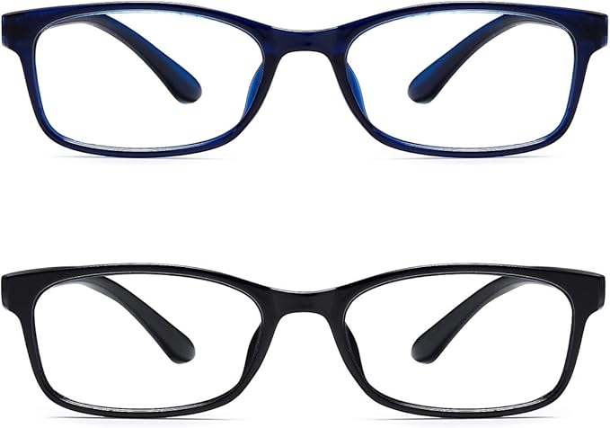 EYEURL Reading Glasses Men Blue Light Blocking - 2 Pairs Computer Readers +3.0 Lightweight Colorful Eyeglass