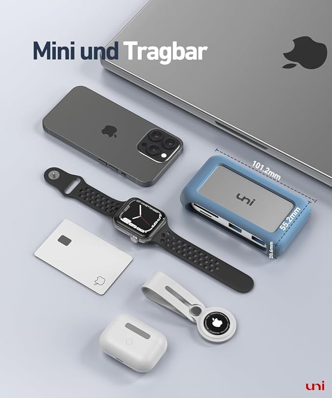 uni USB C Hub, 8-in-1 USB Type C Multiport Hub, 4K @60Hz HDMI, 1-Gbps LAN, 100W PD, 5 Gbps USB 3.0, Compatible with iPad Pro, MacBook Pro/Air, Dell XPS, Galaxy, etc, 3FT