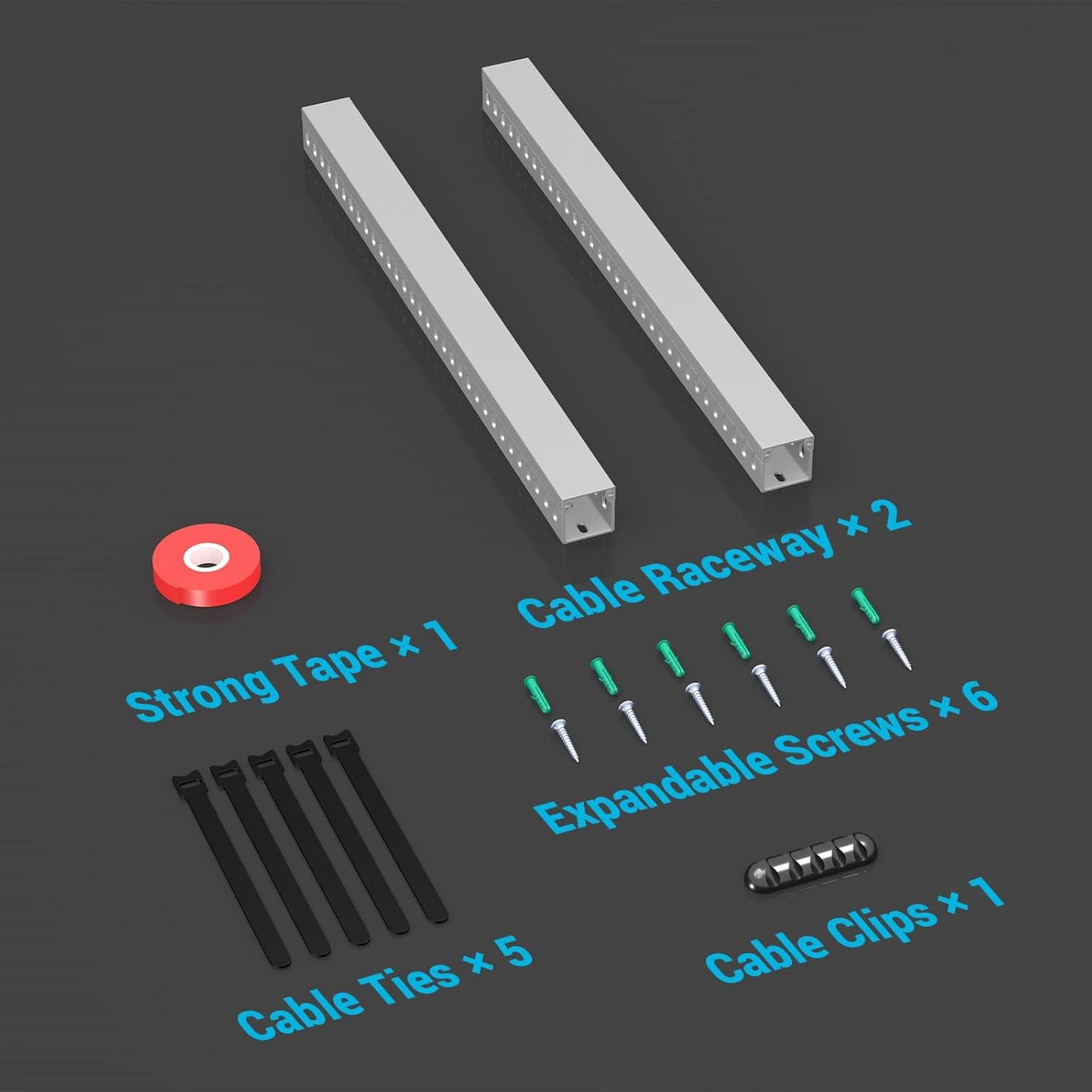 Open Slot Wire Duct Kit, 31.4"(2 x 15.7) Server Rack Cable Management, Cable Management Raceway for Hide Network HDMI VGA Cable, Wiring Raceway Cable Duct, Desk Wire Channel, 2 Pack, Grey