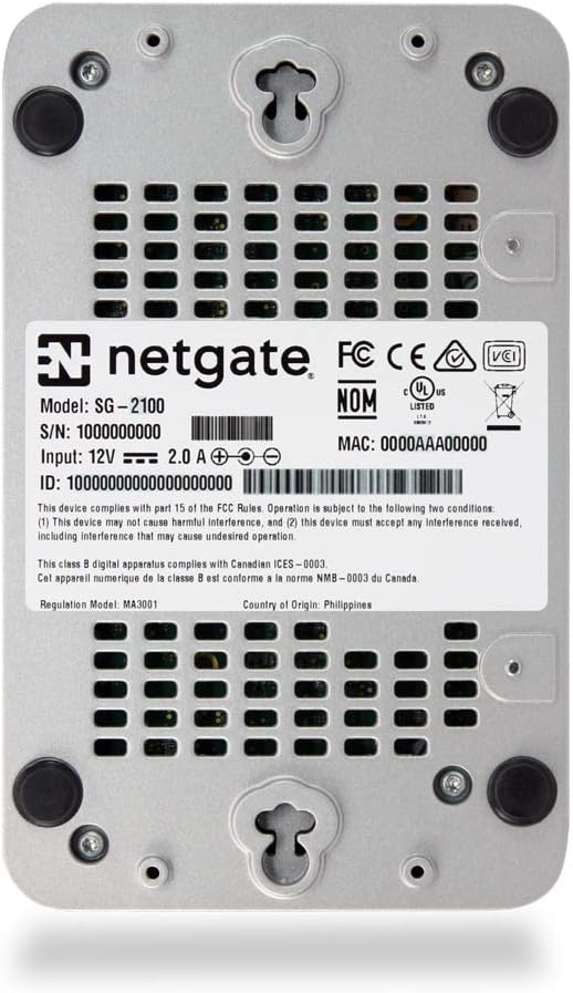 Netgate 2100 Base pfSense+ Security Gateway | Firewall, VPN, Router | Lifetime TAC Lite Support | 4X 1 GbE Ports | 1x 1 GbE Combo RJ45 or SFP (10.6 GB eMMC)
