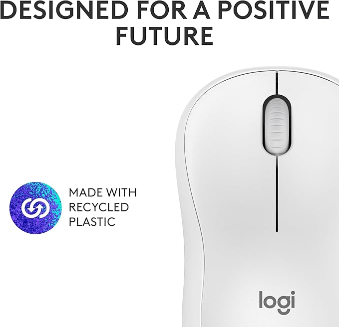 Logitech M240 Silent Bluetooth Mouse, Wireless, Compact, Portable, Smooth Tracking, 18-Month Battery, for Windows, macOS, ChromeOS, Compatible with PC, Mac, Laptop, Tablets - Off White