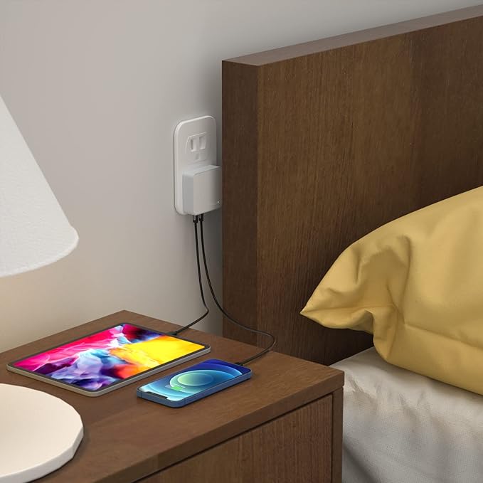 Nekmit USB C Charger, 52W 4-Port Thin Flat Fast Wall Charger Type-C Charging Station with Two 20W PD 3.0 and 2 USB Ports for iPhone 14/14 Pro/14 Pro Max, iPad Pro, AirPods, Galaxy, Android and More